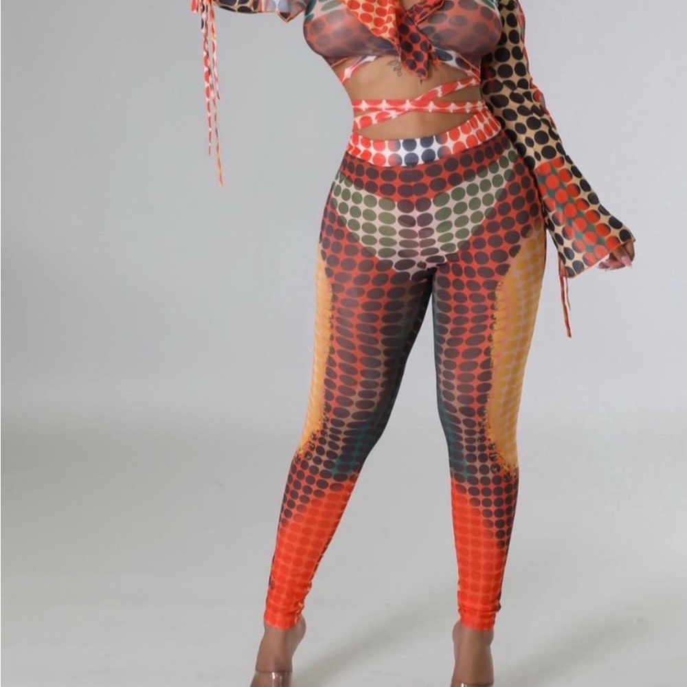 Orange and Red Geometric Pattern Leggings set 🧡 New without tags
